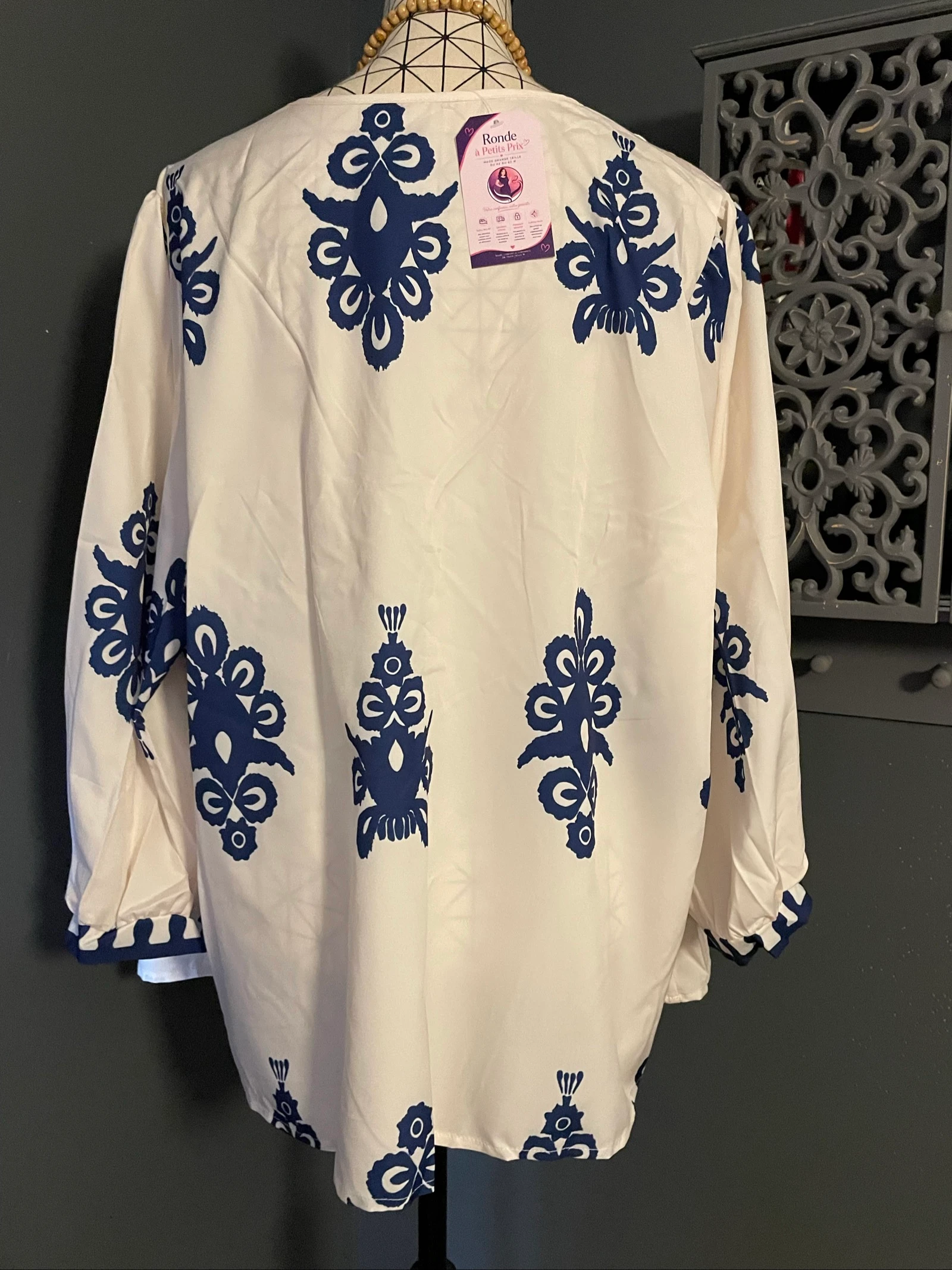 💖 blusa túnica branca e azul real boho chique plus size 58 💖 – photo 5